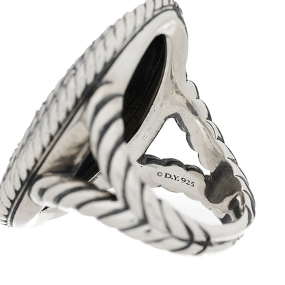 David Yurman Sterling Silver Diamond Cable Coil Ring 56 7.75 5 of 5