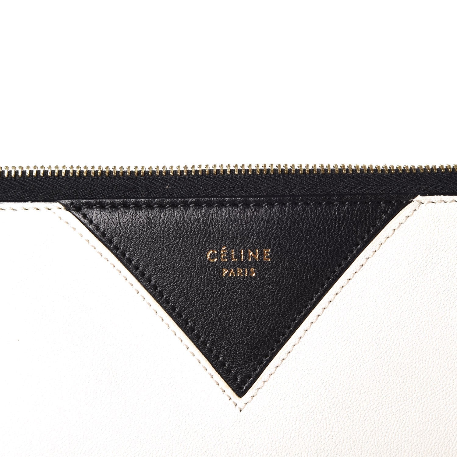 Celine Lambskin Bi-Color Coeur iPad Clutch White Black 6 of 7