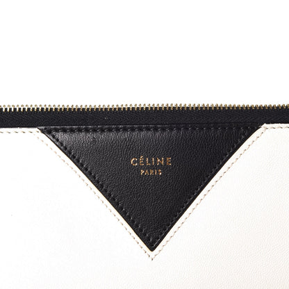 Celine Lambskin Bi-Color Coeur iPad Clutch White Black 6 of 7