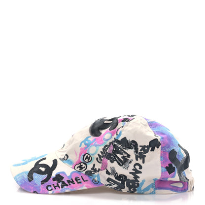 Chanel Canvas Printed Graffiti CC Cap Hat M Ivory Multicolor 4 of 9