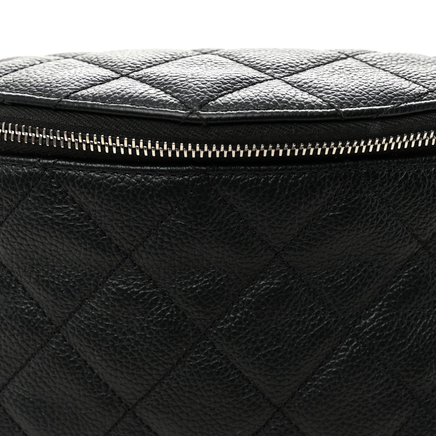 Grained Calfskin Quilted Waist Belt Bag Black