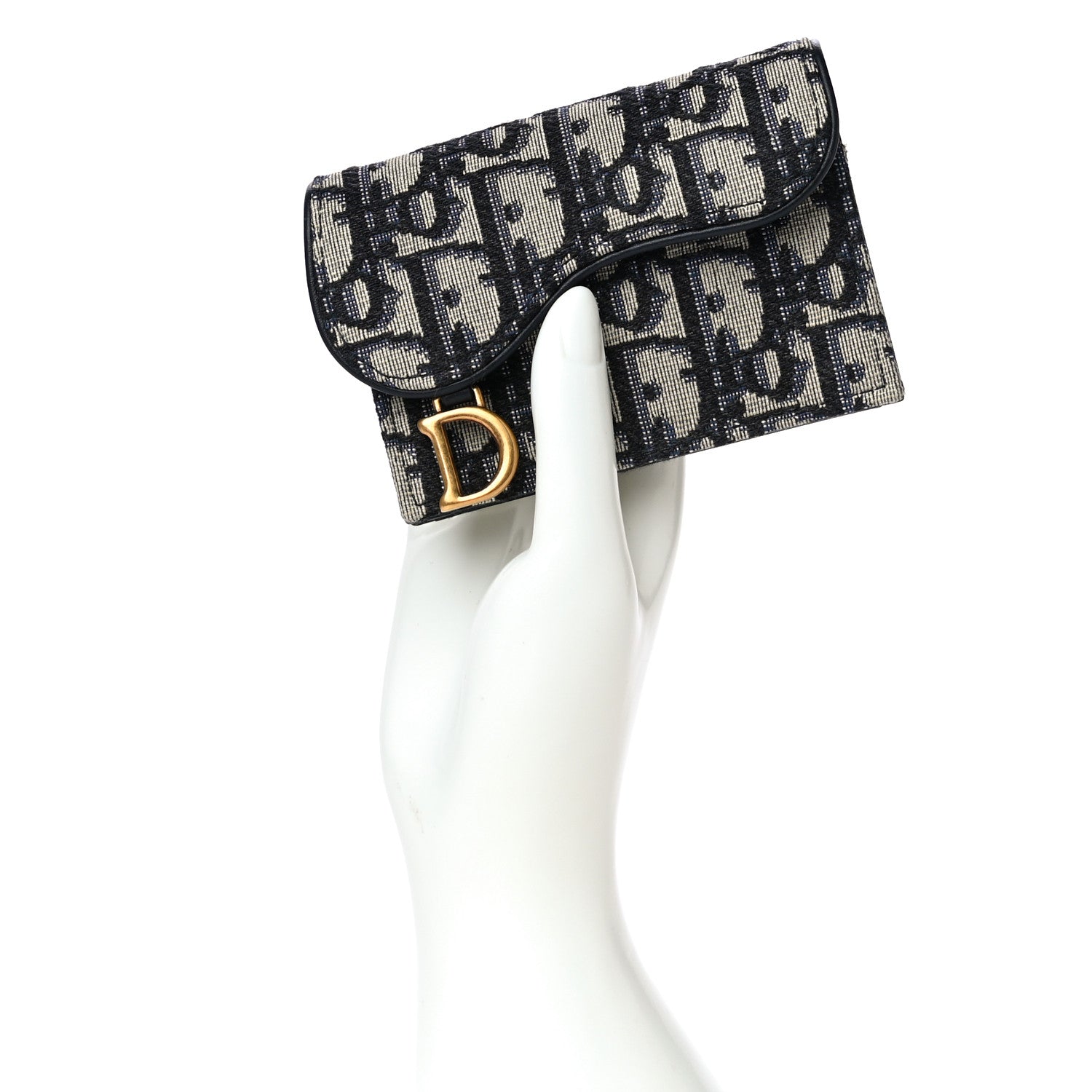 Christian Dior Oblique Saddle Card Holder Blue 2 of 12
