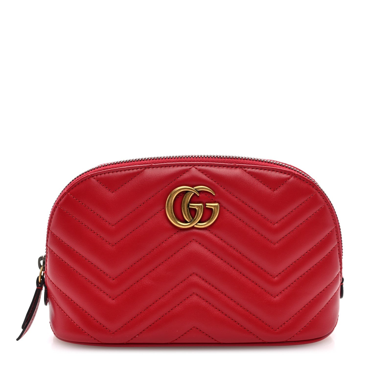 Gucci Calfskin Matelasse Large GG Marmont Pouch Cosmetic Case Hibiscus Red 1 of 7
