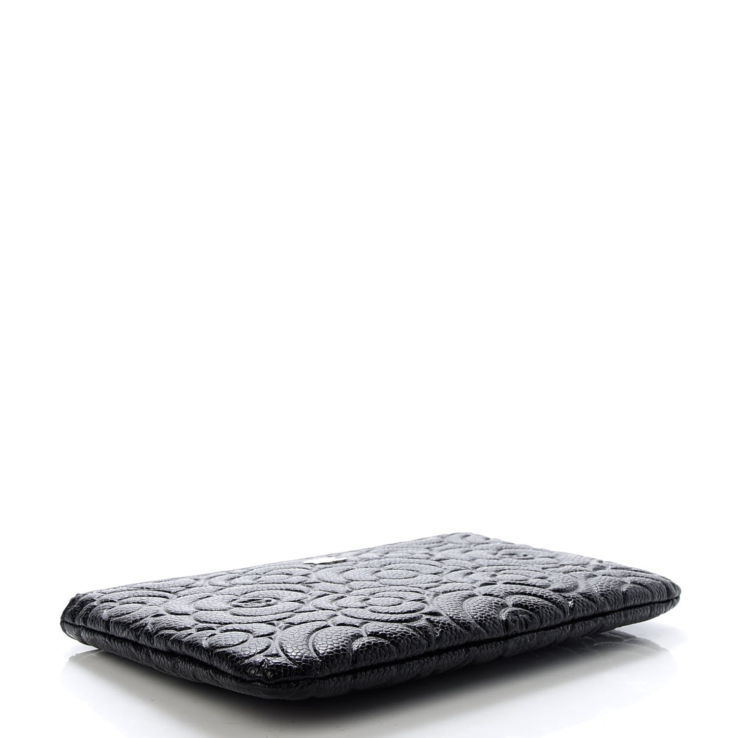 Chanel Caviar Camellia Embossed Cosmetic Pouch Black 4 of 7