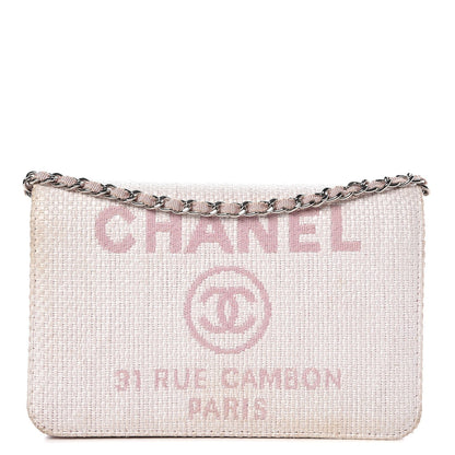 Chanel Woven Straw Deauville Wallet on Chain Pink 1 of 11