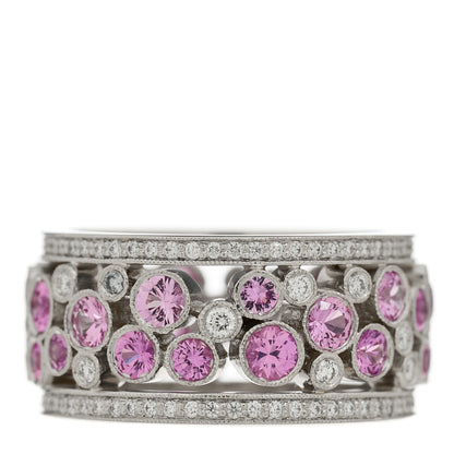 Tiffany Platinum Diamond Pink Sapphire Cobblestone Band Ring 53 6.5 3 of 6
