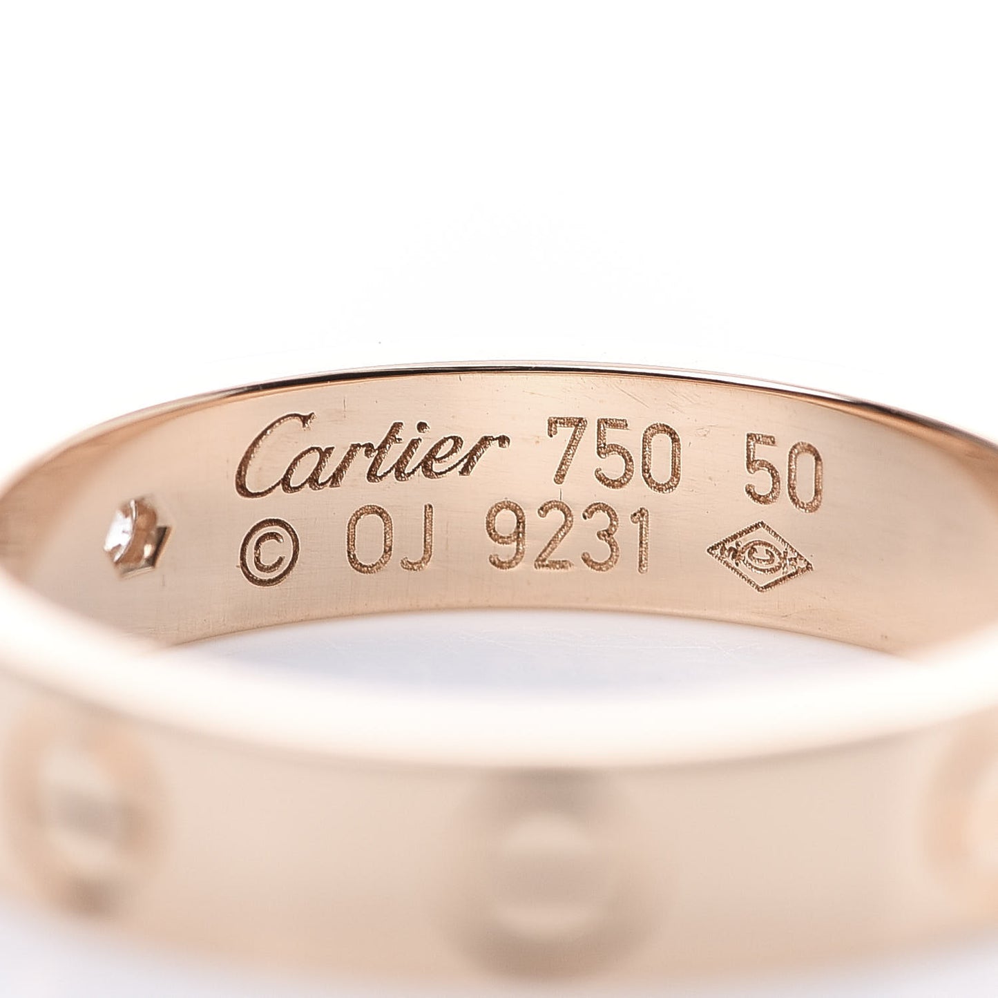 18K Pink Gold Diamond 4mm LOVE Wedding Band Ring 50 5.25