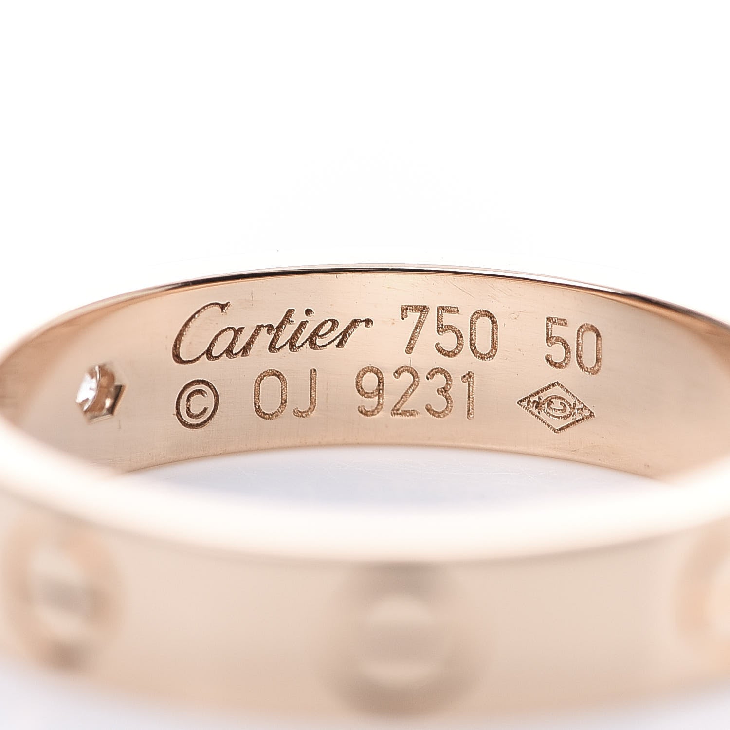 Cartier 18K Pink Gold Diamond 4mm LOVE Wedding Band Ring 50 5.25 4 of 5