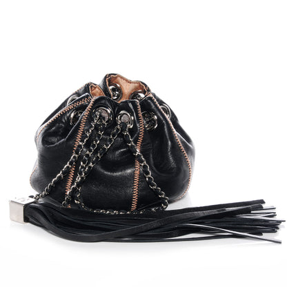 Chanel Lambskin Satin Reversible Mini Sac Cordon Black Peach 1 of 7