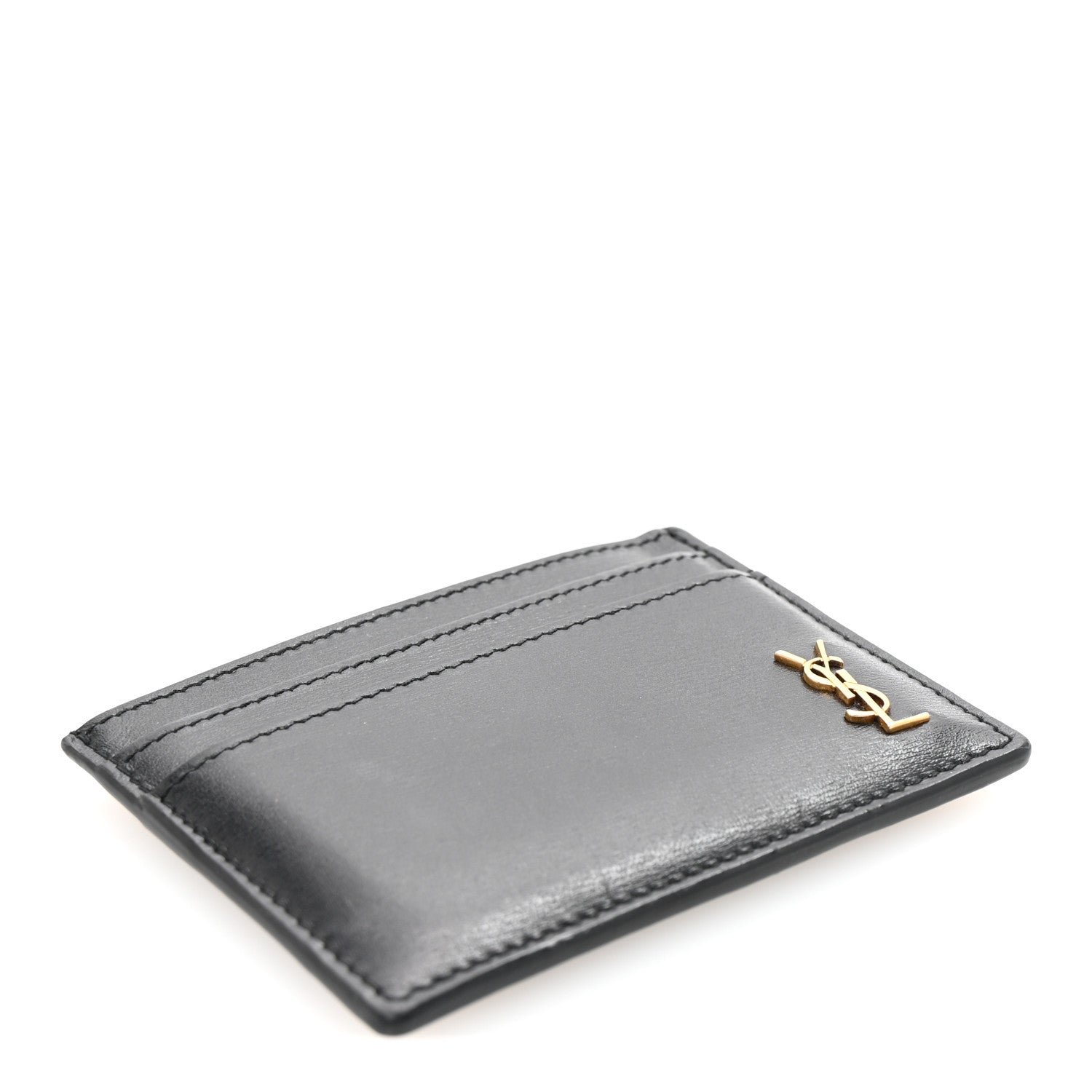 Saint Laurent Calfskin Tiny Cassandre Credit Card Case Black 4 of 8