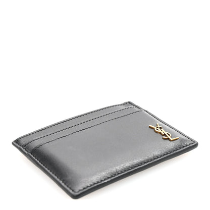 Saint Laurent Calfskin Tiny Cassandre Credit Card Case Black 4 of 8