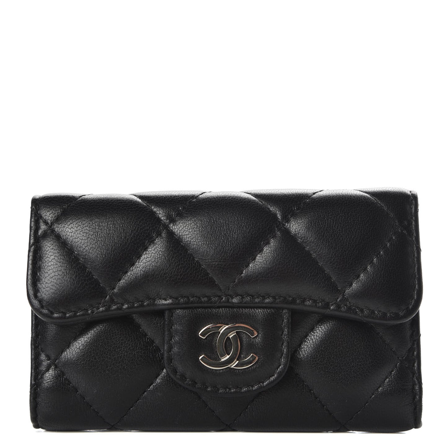 Lambskin Quilted 6 Key Holder Black