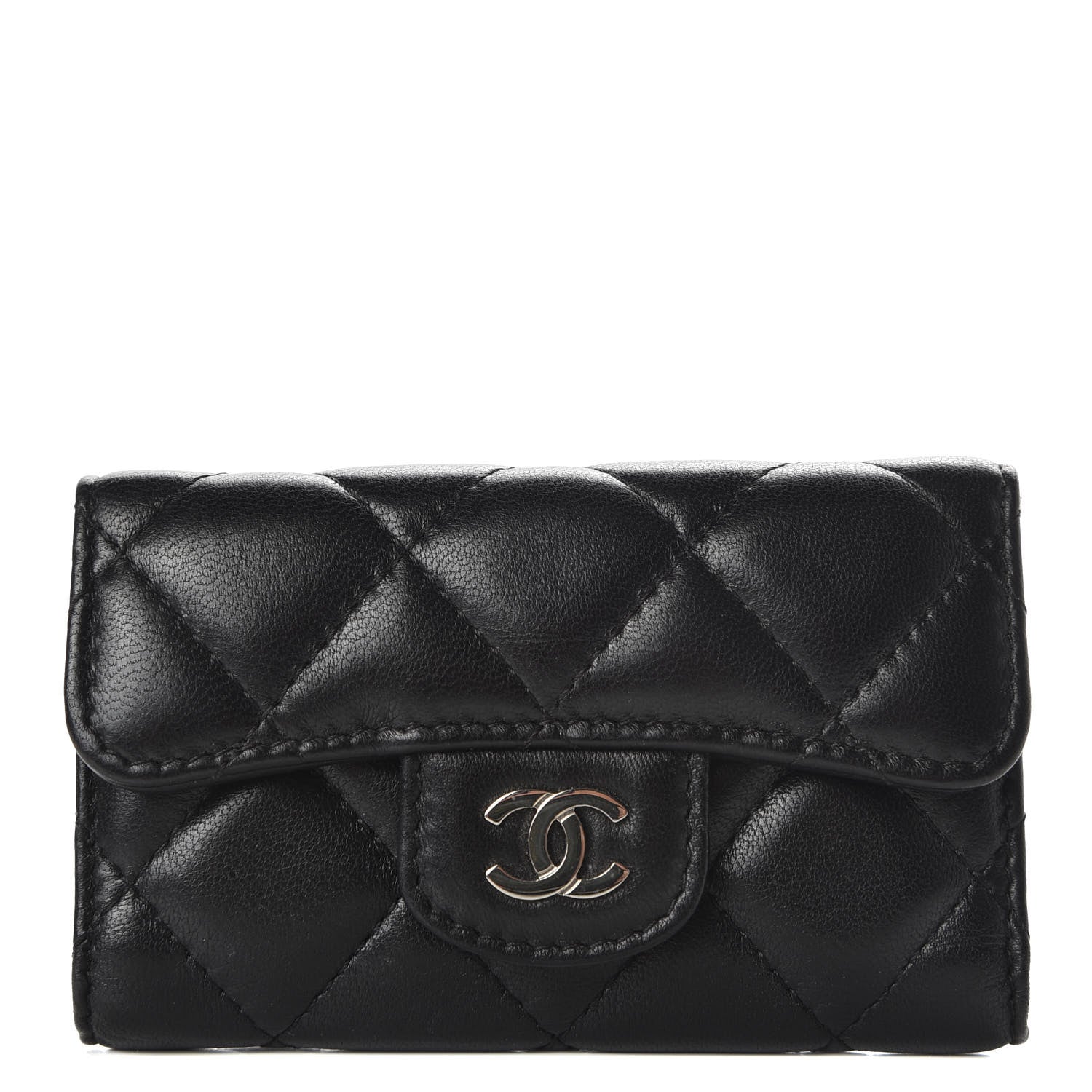 Chanel Lambskin Quilted 6 Key Holder Black 1 of 8