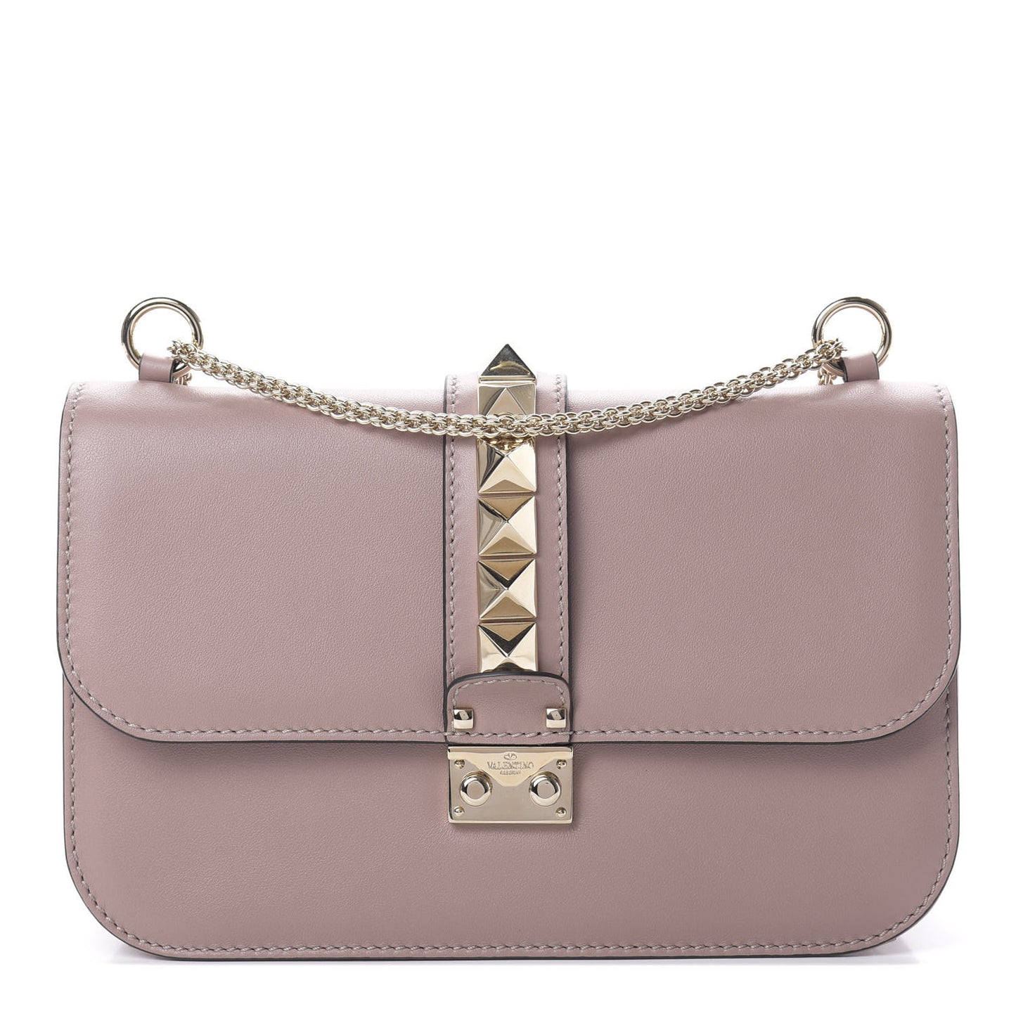 Vitello Medium Glam Lock Rockstud Flap Poudre