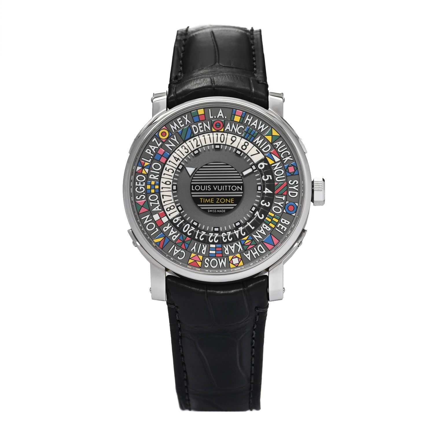 Louis Vuitton Stainless Steel Alligator 39mm Escale Time Zone Automatic Watch Grey 1 of 5