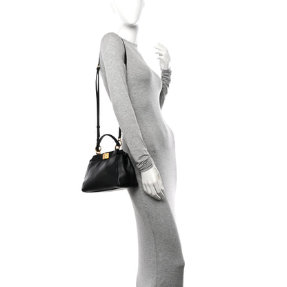 Fendi Nappa Mini Peekaboo Iconic Satchel Black 2 of 10