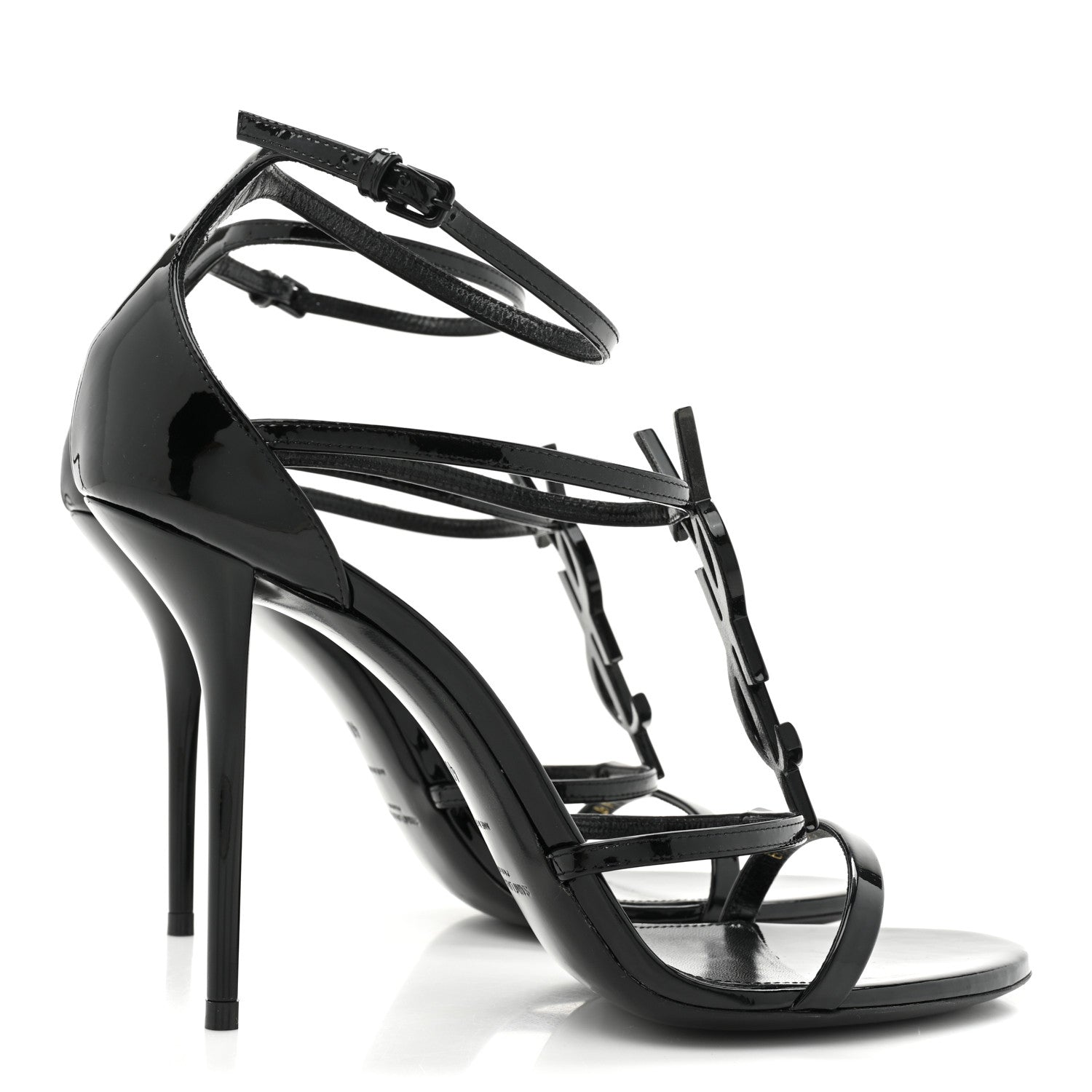 Saint Laurent Patent Cassandra 100 Ankle Strap Sandals 40 Black 4 of 11
