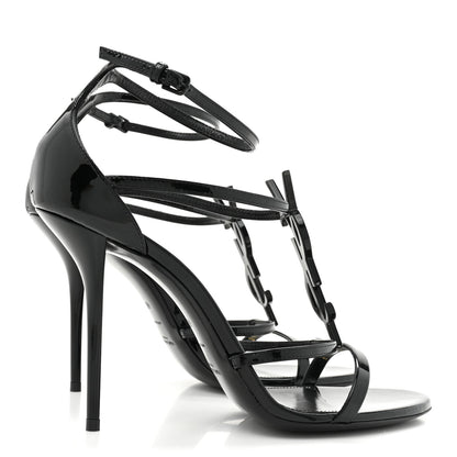Saint Laurent Patent Cassandra 100 Ankle Strap Sandals 40 Black 4 of 11
