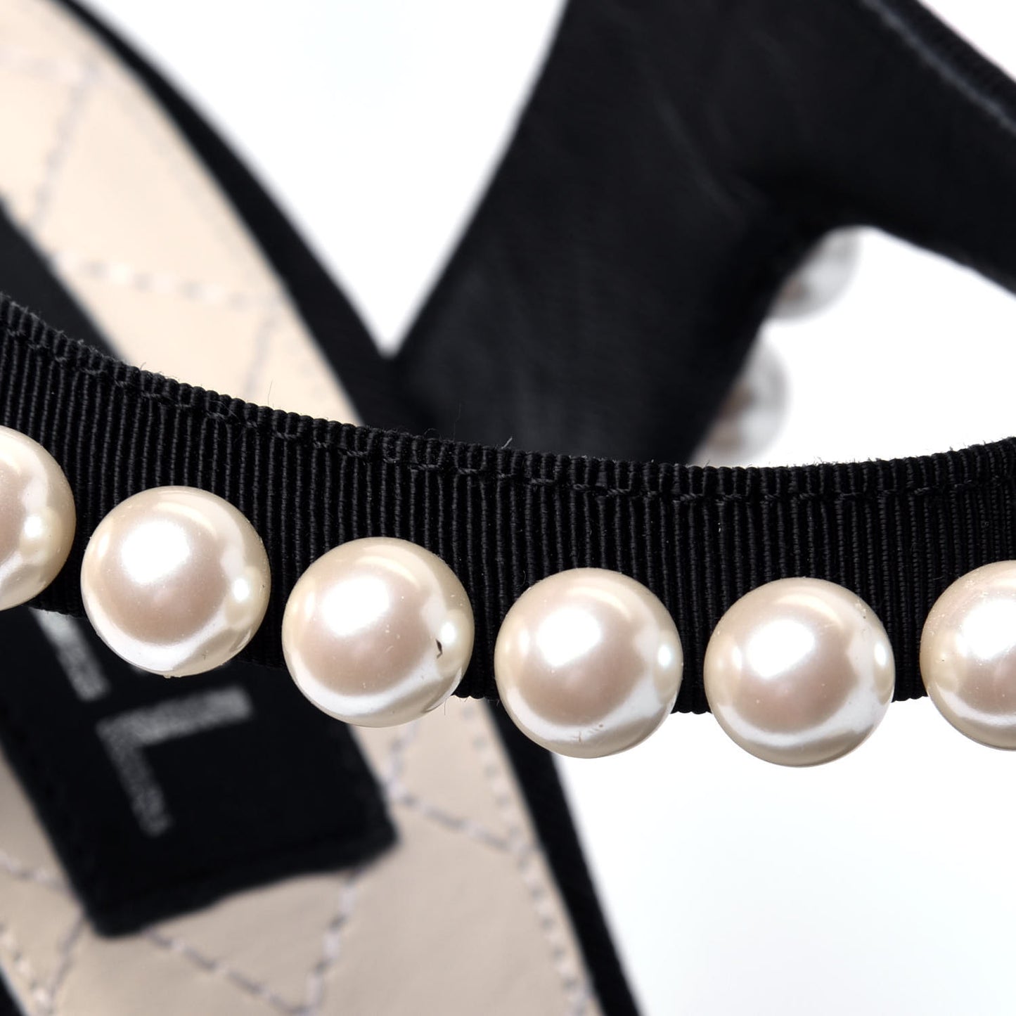 Lambskin Pearl Sandals 37 Black