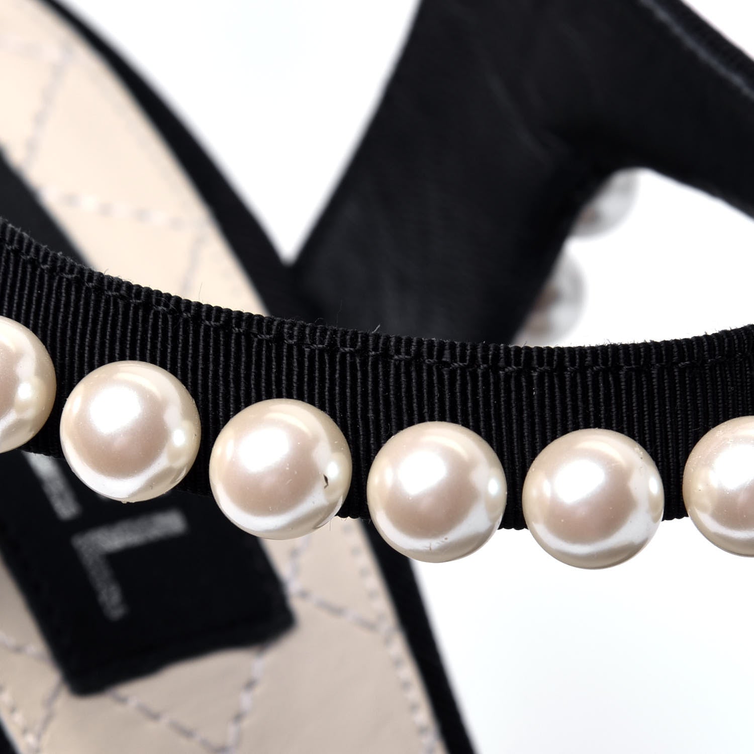 Chanel Lambskin Pearl Sandals 37 Black 7 of 7