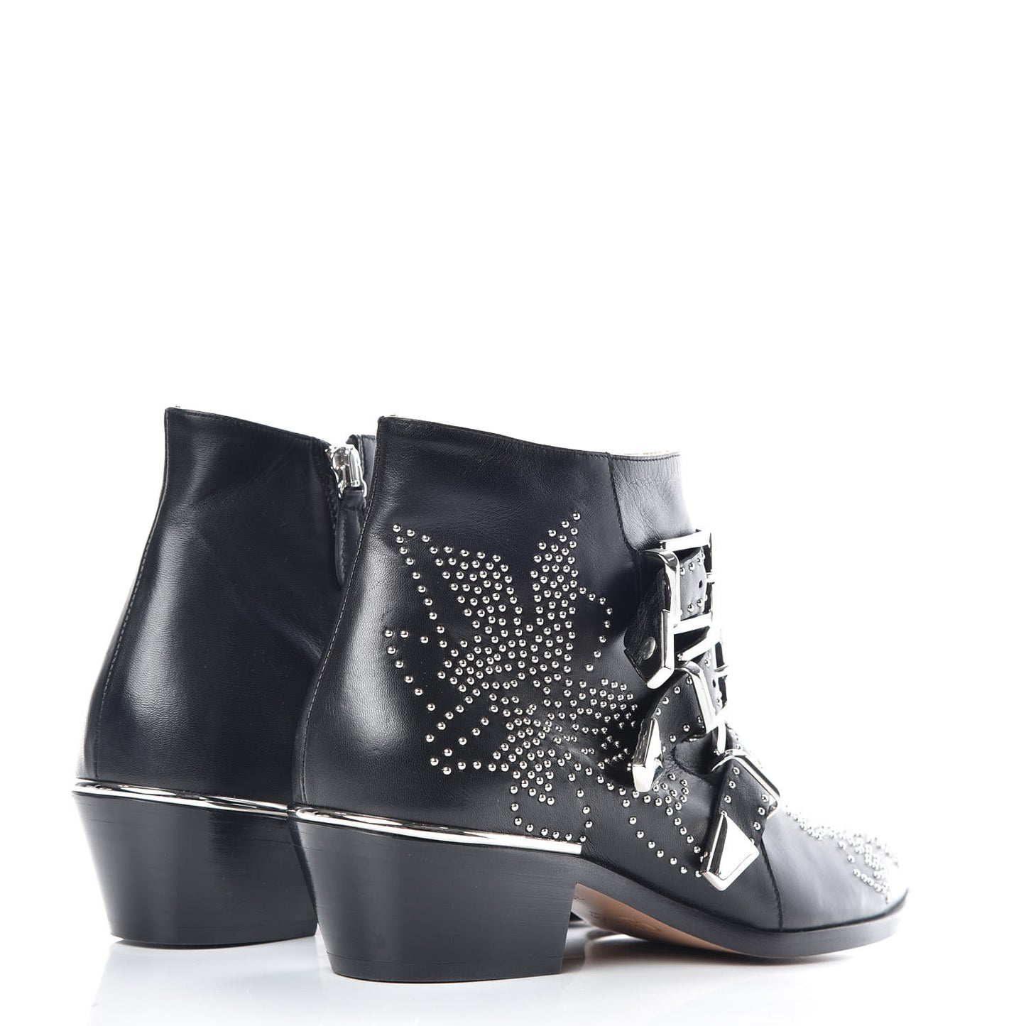 Nappa Sheepskin Studded Susanna Ankle Boots 36.5 Black Silver