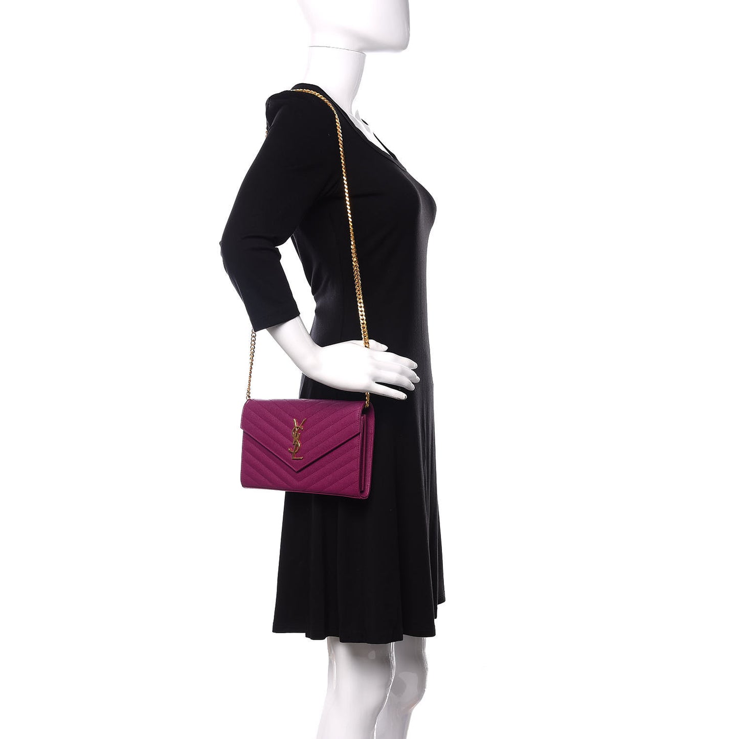 Grain De Poudre Matelasse Chevron Monogram Chain Wallet Dark Grape