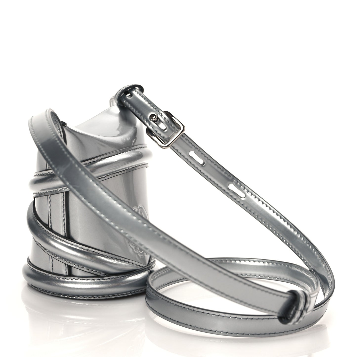 Metallic Calfskin The Curve Mini Shoulder Bag Silver
