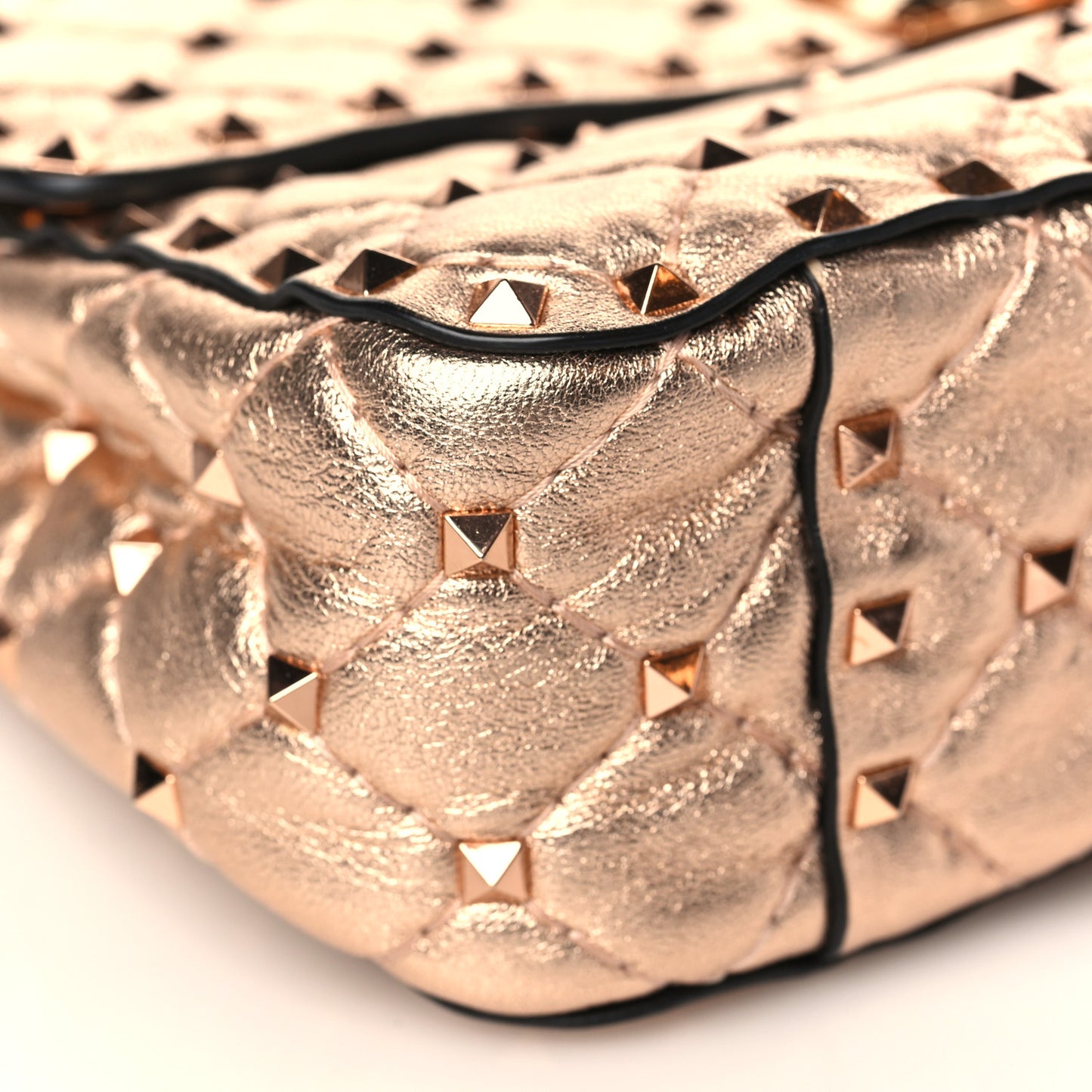 Metallic Nappa Medium Rockstud Spike Shoulder Bag Rame