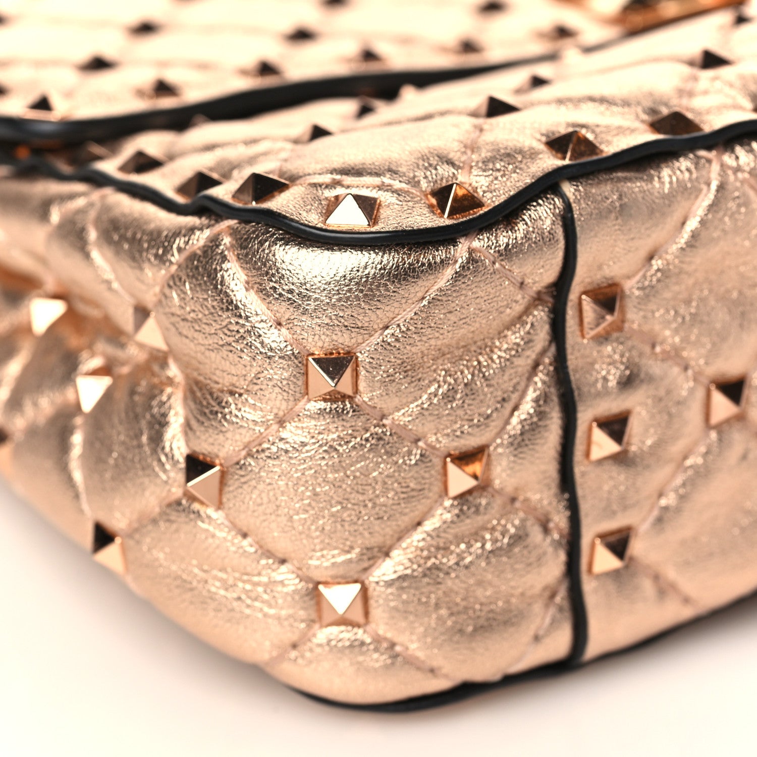 Valentino Garavani Metallic Nappa Medium Rockstud Spike Shoulder Bag Rame 6 of 7