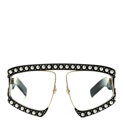 Gucci Acetate Pearl Rectangular Frame Sunglasses GG0234S Black 2 of 9