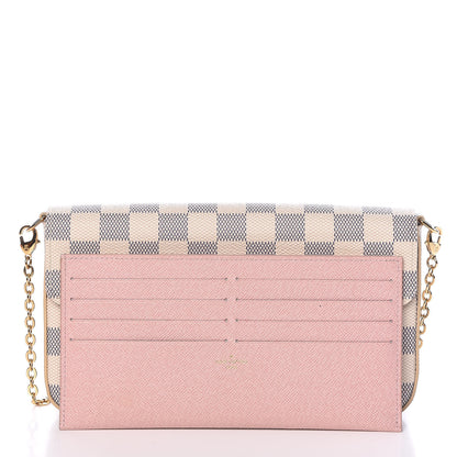 Louis Vuitton Damier Azur Pochette Felicie Chain Wallet Rose Ballerine 10 of 11