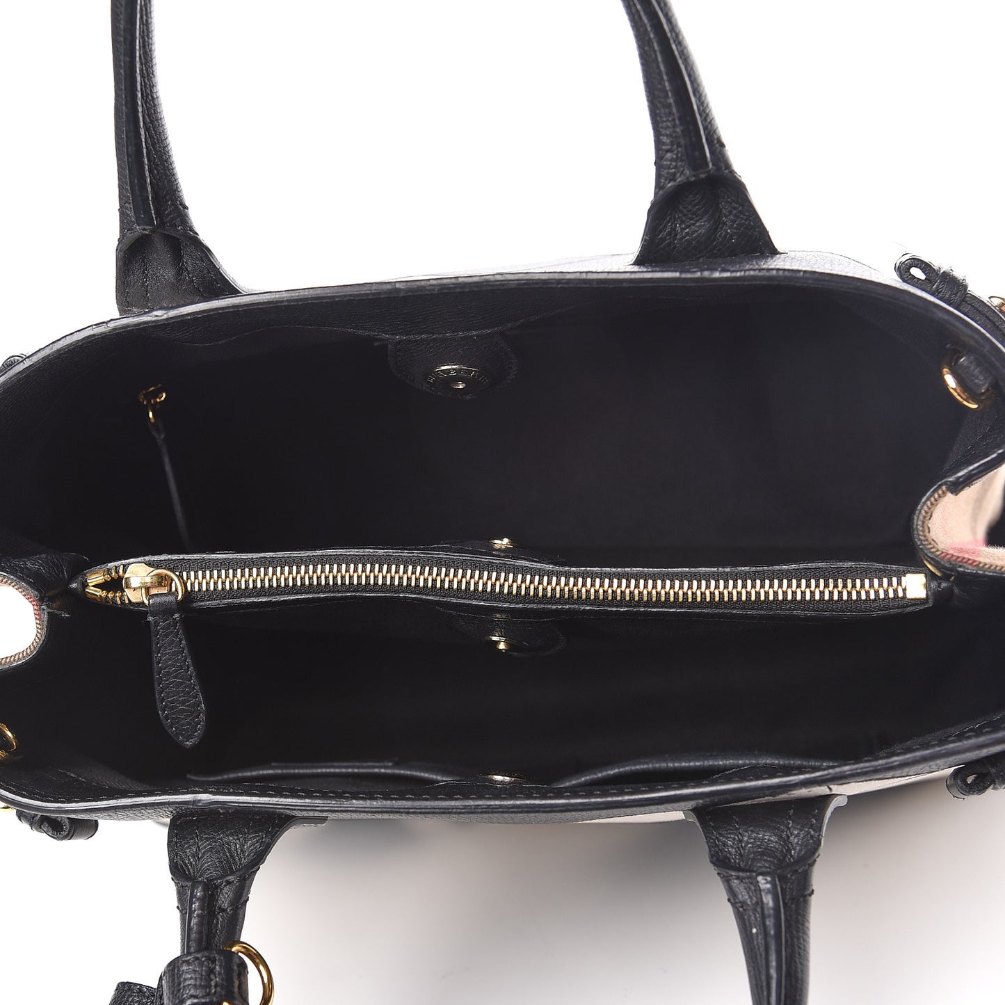 Grainy Calfskin Patchwork Medium Banner Tote Black White