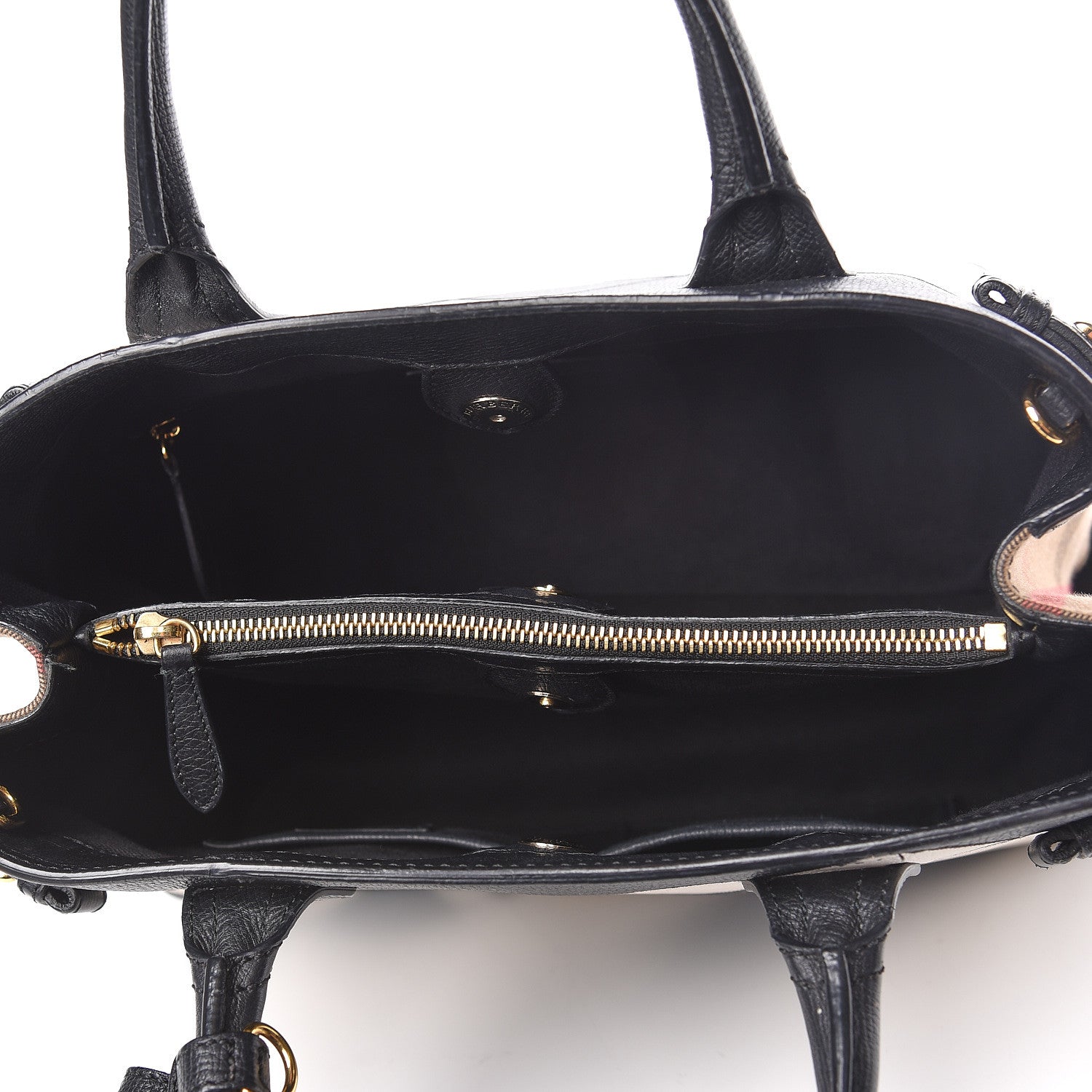 Burberry Grainy Calfskin Patchwork Medium Banner Tote Black White 5 of 22