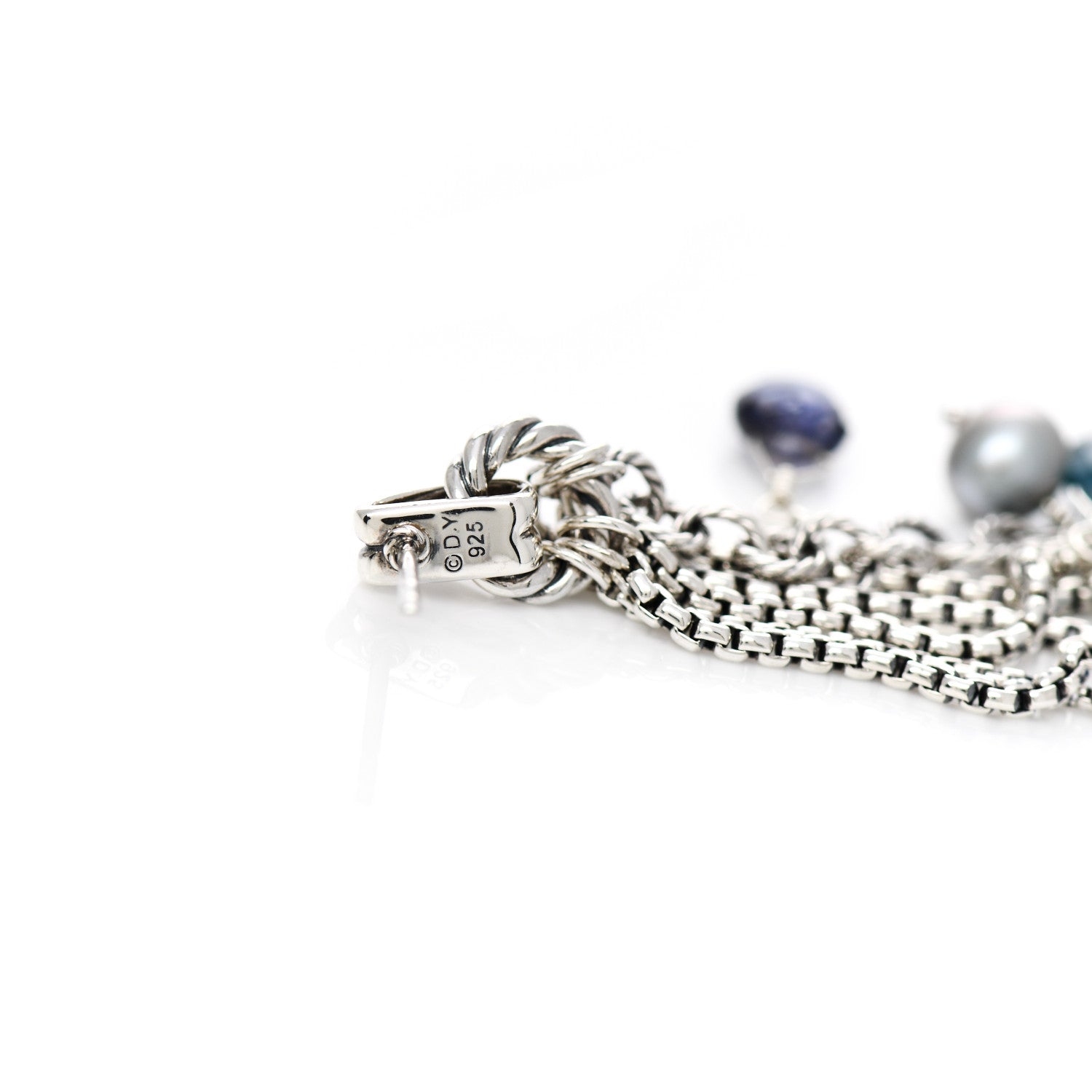 David Yurman Sterling Silver Hampton Blue Topaz Iolite Pearl Moonstone Lapis Lazuli Bijoux Drop Earrings 4 of 4