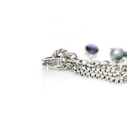 David Yurman Sterling Silver Hampton Blue Topaz Iolite Pearl Moonstone Lapis Lazuli Bijoux Drop Earrings 4 of 4