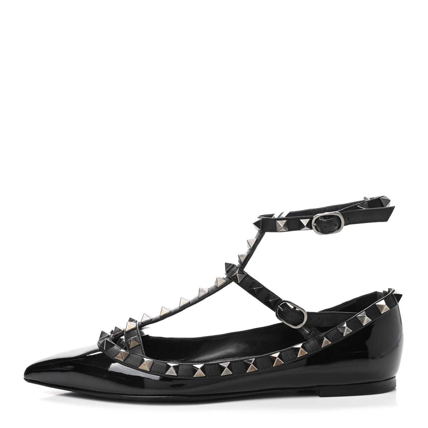 Valentino Garavani Patent Nappa Rockstud Cage Ballerina Flats 36 Black 1 of 8