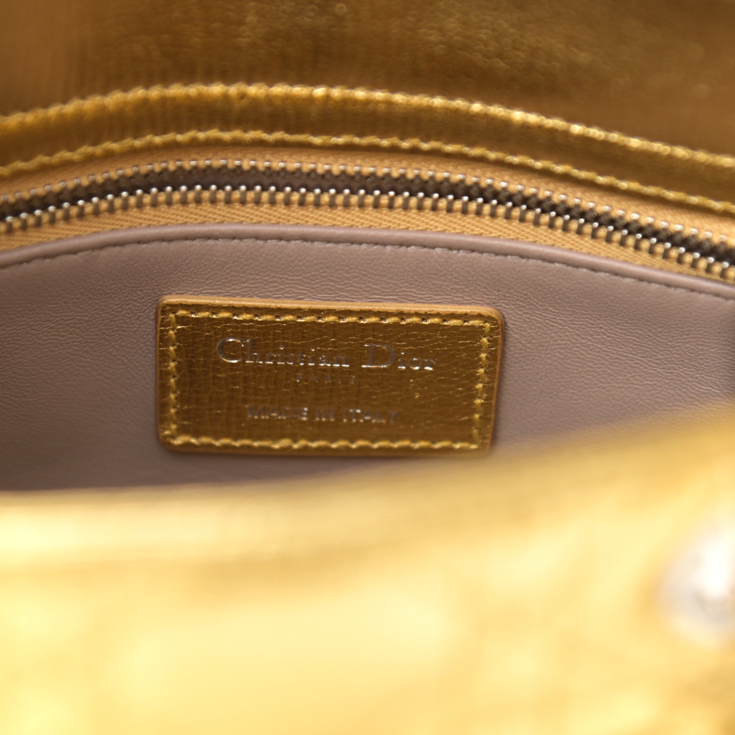 Christian Dior Metallic Grained Calfskin Cannage Small Lucky Badges My Lady Dior Gold 8 of 11