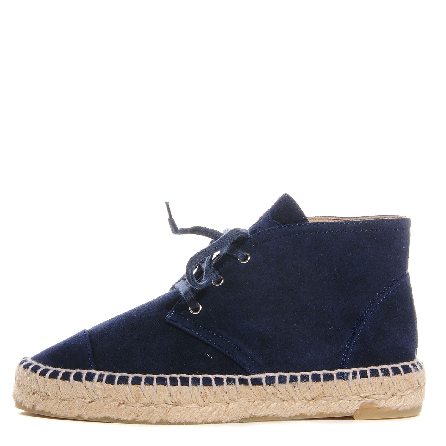 Chanel Suede Lace Up Espadrilles 35 Dark Navy Blue 1 of 6