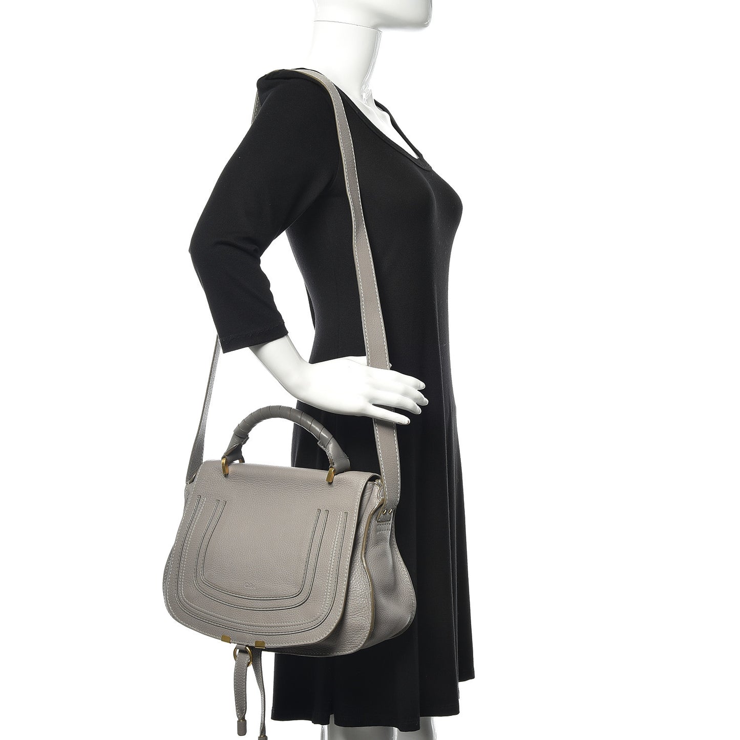 Calfskin Medium Marcie Top Handle Bag Cashmere Grey