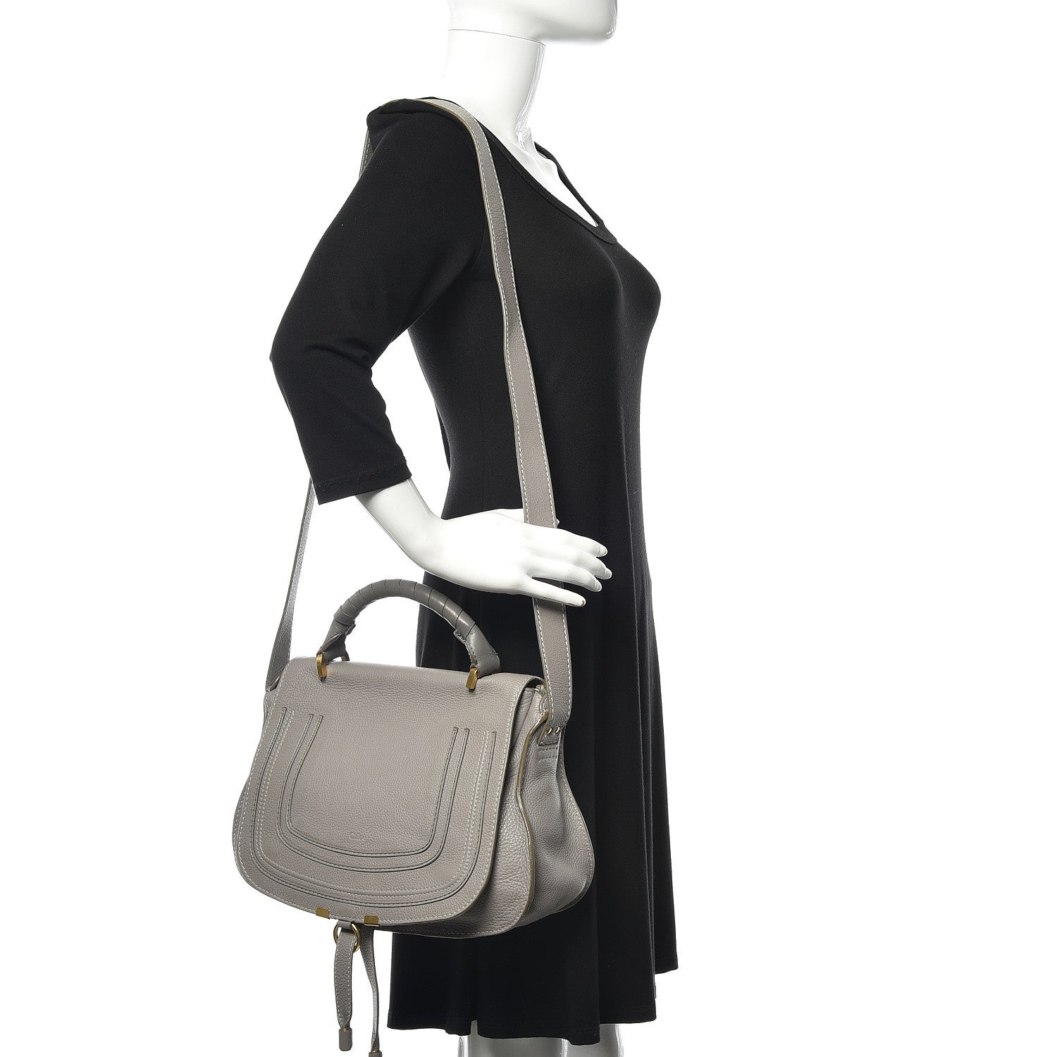Chloe Calfskin Medium Marcie Top Handle Bag Cashmere Grey 2 of 8