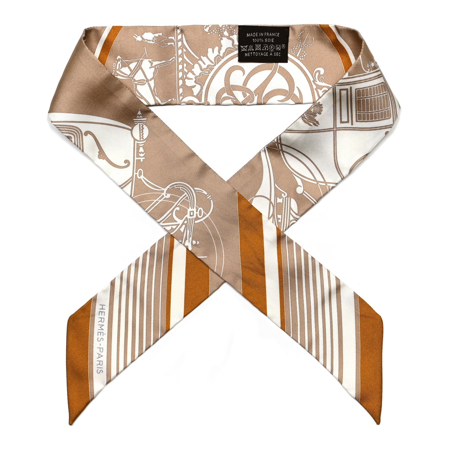 Silk Ex-Libris Twilly Beige White Caramel