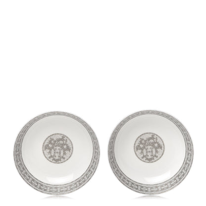 Hermes Porcelain Mosaique Au 24 Platine Cereal Bowl Set of 2 1 of 6