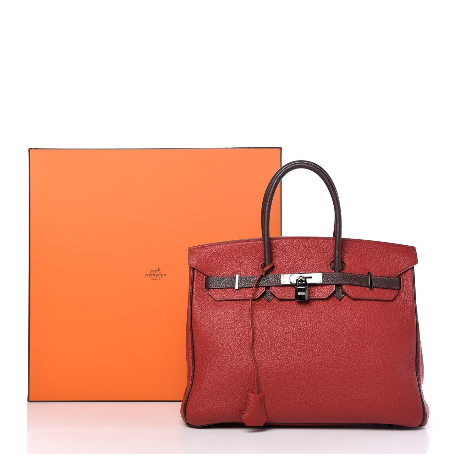 Togo Bi Color Horseshoe Birkin 35 Rouge Garance Chocolate