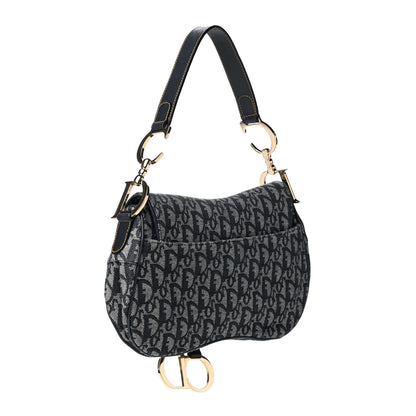 Christian Dior Monogram Double Saddle Bag Navy Blue 2 of 4