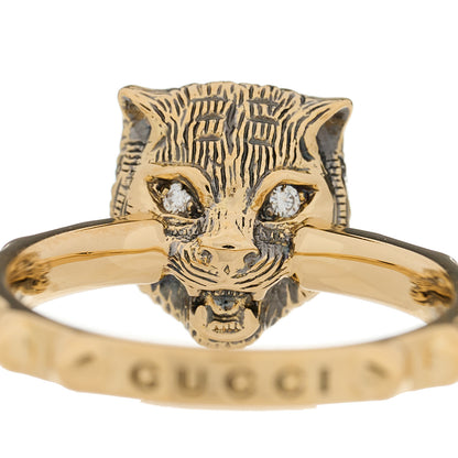 Gucci 18K Yellow Gold Pink Opal Diamond Le Marché Des Merveilles Feline Ring 52 6 4 of 6