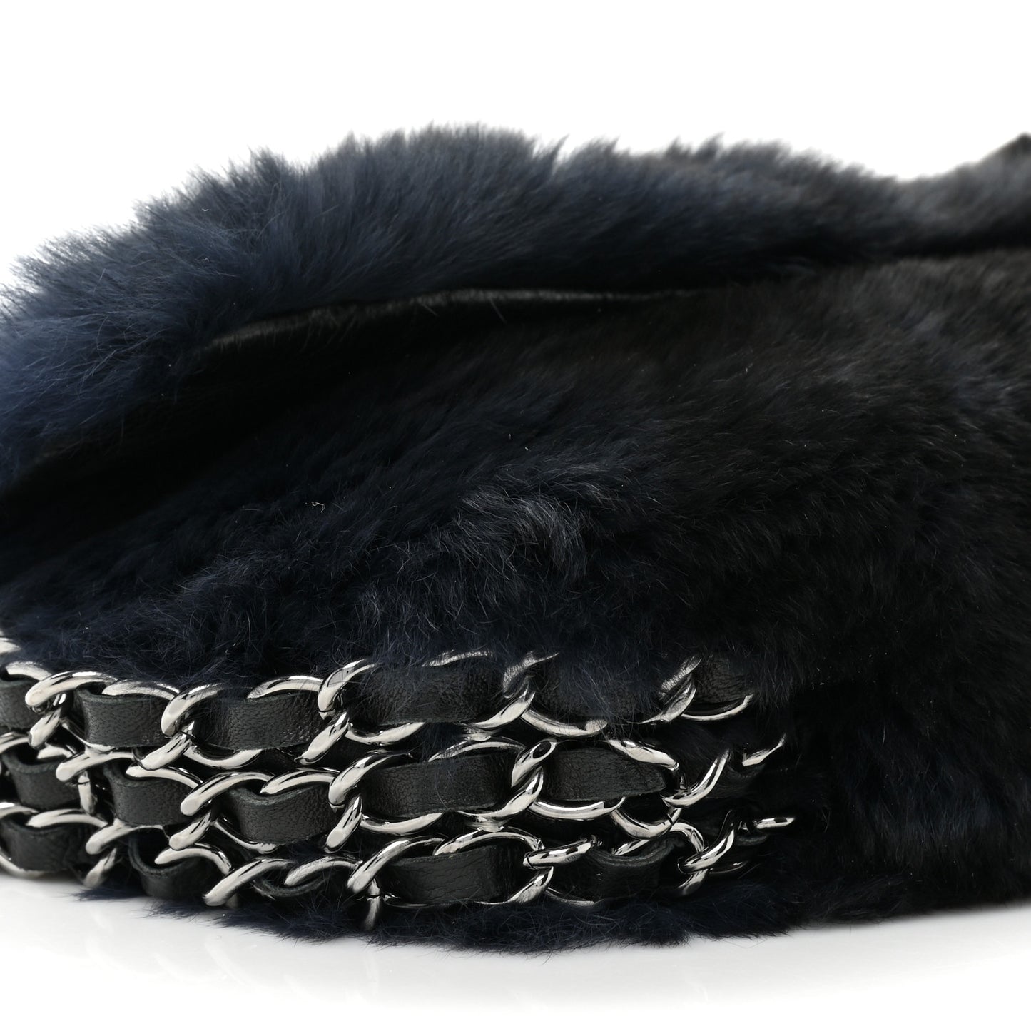Rabbit Fur Chain Flap Navy