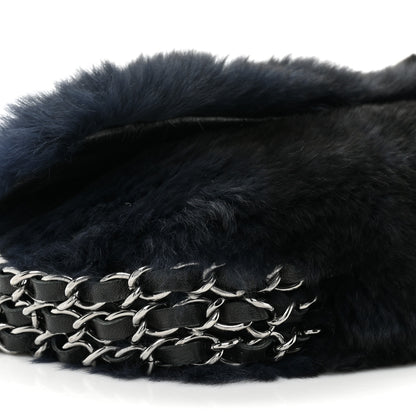 Chanel Rabbit Fur Chain Flap Navy 9 of 10