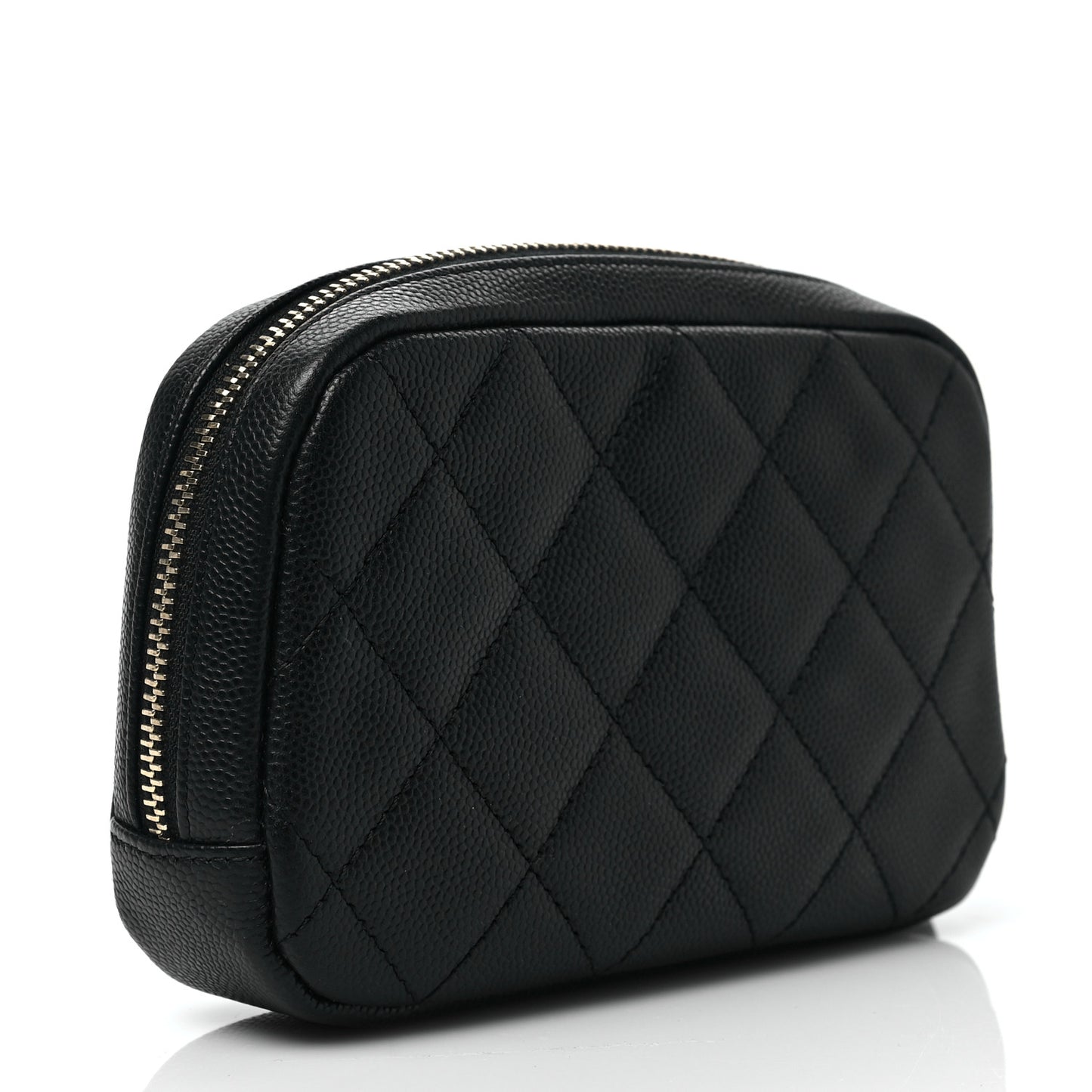 Caviar Quilted Small Curvy Pouch Cosmetic Case Black