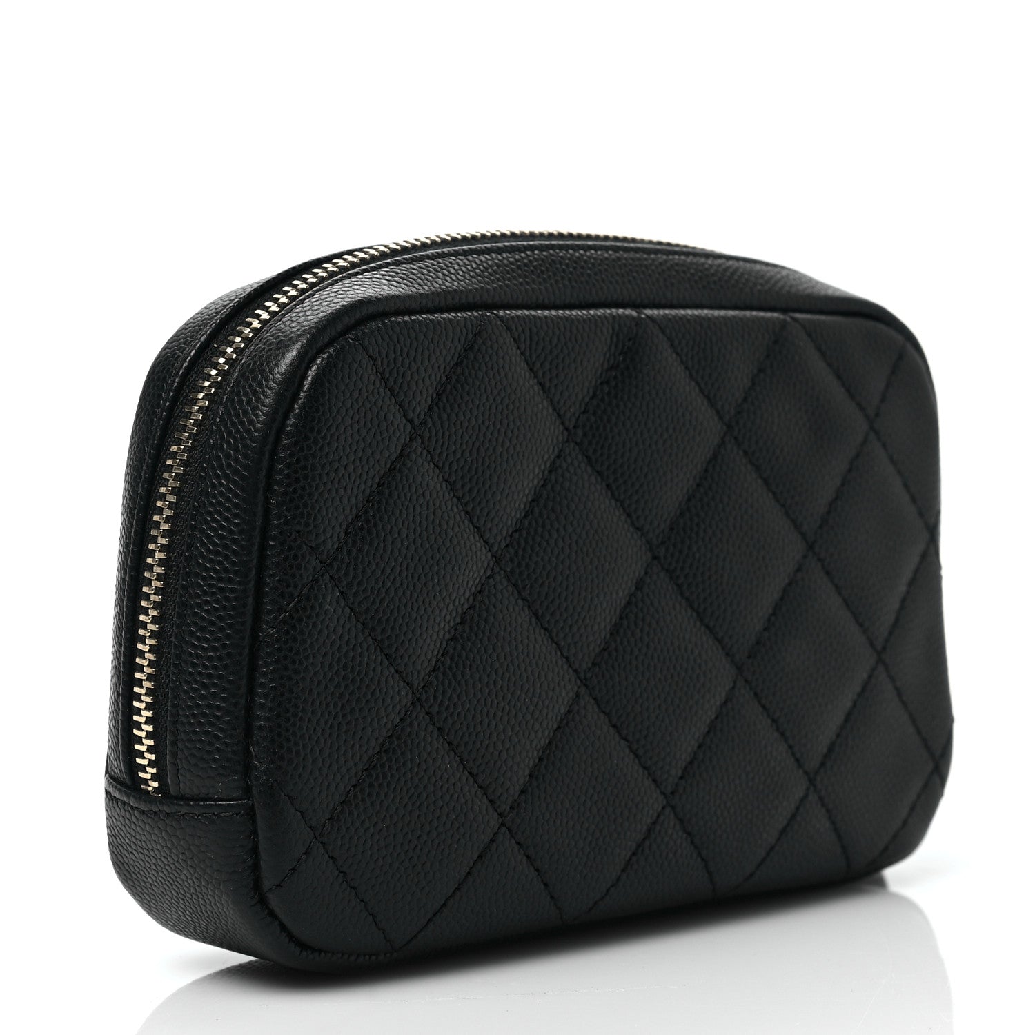 Chanel Caviar Quilted Small Curvy Pouch Cosmetic Case Black 3 of 8