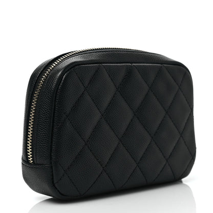Chanel Caviar Quilted Small Curvy Pouch Cosmetic Case Black 3 of 8
